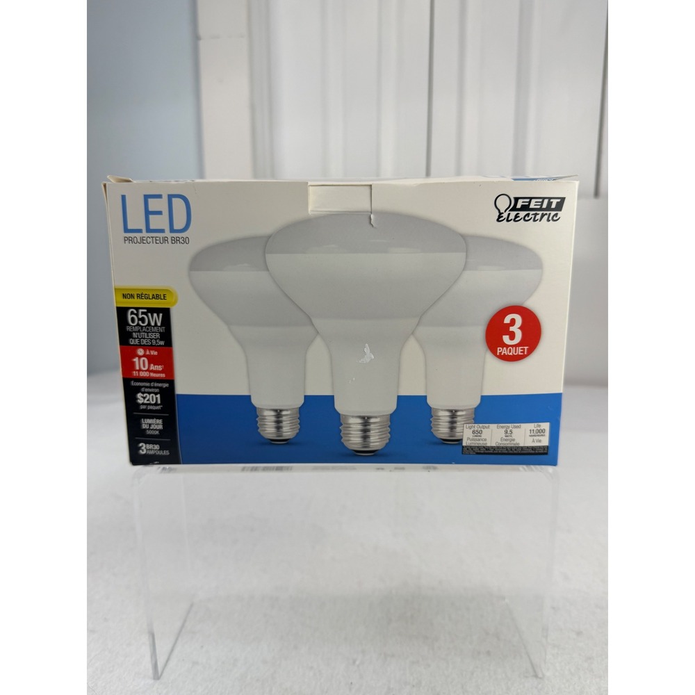 Feit Electric LED BR30 Flood Light Bulbs 65W Equivalent Daylight 5000K 3 Pack